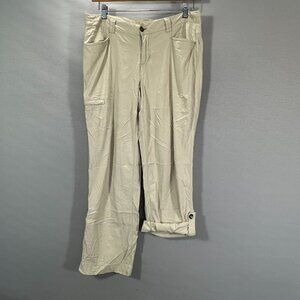 Eddie Bauer Travex Pants Womens 10  Convertible Leg Beige Stretch Cargo Pockets